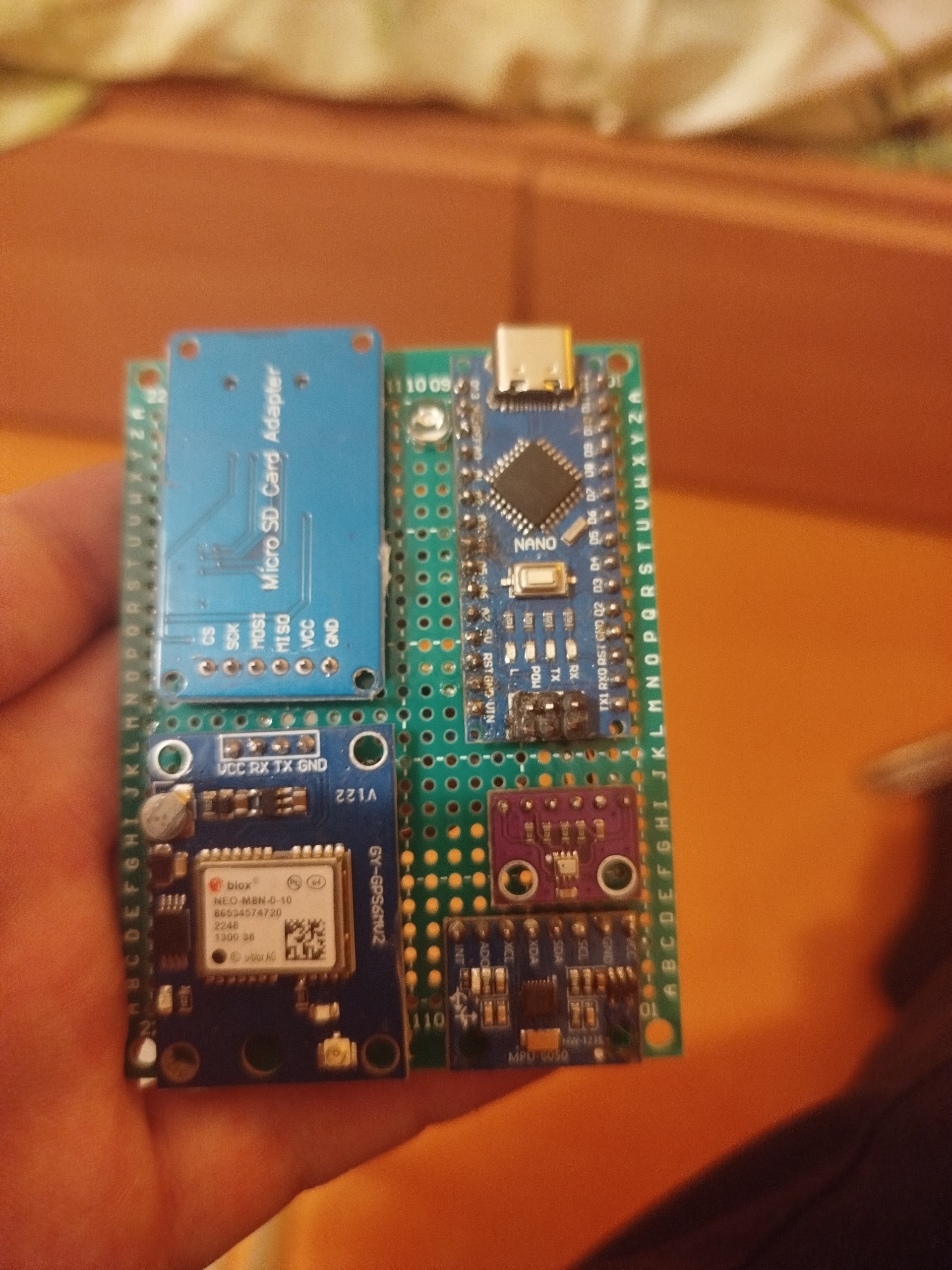 Molniya flight computer on a protoboard